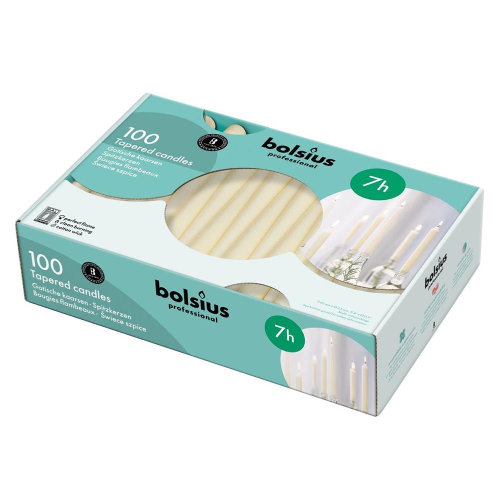 Bolsius Ivory Professional Tapered Candles 24cm (Pack of 100) £48.59